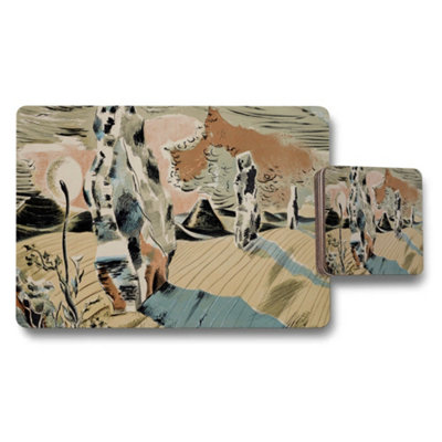 Benjamin Tate Design Abstract Desert Landscape Placemat And Coaster Set With Art Print from B&Q