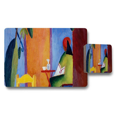 B&Q -  Colorful Abstract Placemat And Coaster Set For Modern Tables