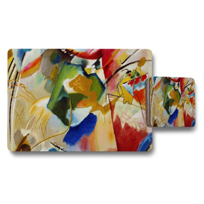 Benjamin Tate Design Colorful Abstract Placemat And Coaster Set For Dining Tables from B&Q