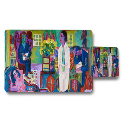 B&Q -  Colorful Abstract Placemats And Coasters Set For Dining Table