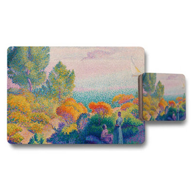 B&Q -  Impressionist Garden Placemats And Coasters Set Colorful Scenic Tableware