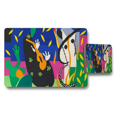 B&Q -  Colorful Abstract Animal Placemats And Coaster Set With Bold Artwork