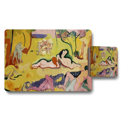 B&Q -  Abstract Nude Figures Art Placemat And Coaster Set For Table Decor