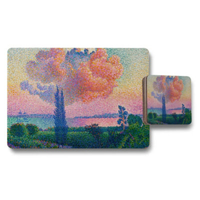 B&Q -  Impressionist Sunset Landscape Placemat And Coaster Set