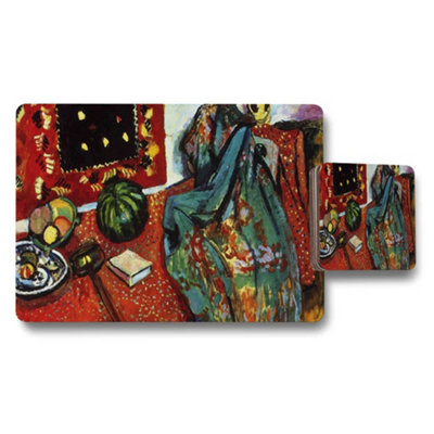 B&Q -  Artistic Placemat And Coaster Set Featuring Still Life Painting