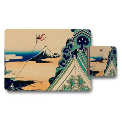 B&Q -  Japanese Mount Fuji Themed Placemat Coaster Set Art Print