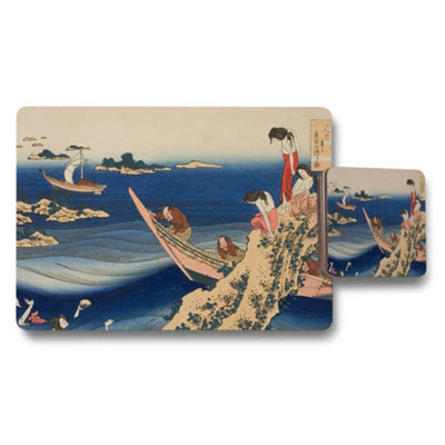 B&Q -  Ukiyoe Seascape Placemats And Coasters Set With Japanese Artwork