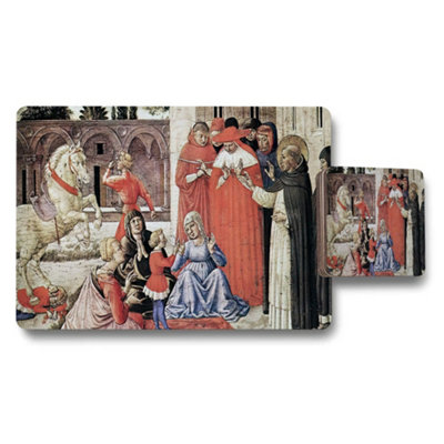 Benjamin Tate Design Medieval Court Scene Placemat And Coaster Set Art Print from B&Q