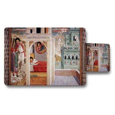 B&Q -  Placemat And Coaster Set Featuring Renaissance Fresco Artwork