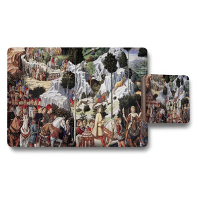 B&Q -  Renaissance Style Battle Scene Placemat And Coaster Set Decorative Tableware