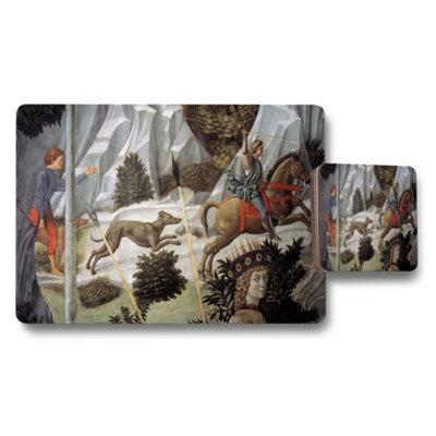 B&Q -  Medieval Hunting Scene Placemat And Coaster Set With Vintage Artwork