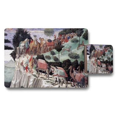 B&Q -  Historical Caravan Scene Placemats And Coaster Set