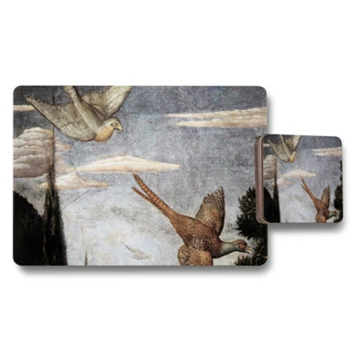 Benjamin Tate Design Vintage Birds In Flight Placemats And Coasters Set from B&Q