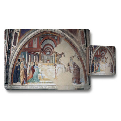 B&Q -  Placemat Coaster Set With Historic Church Interior Fresco Artwork