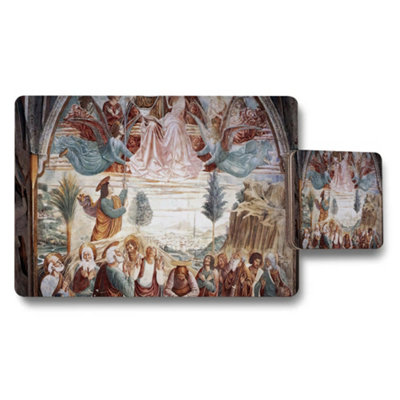 Benjamin Tate Design Religious Artwork Placemat And Coaster Set With Historic Fresco Design from B&Q