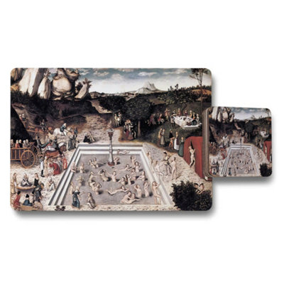 B&Q -  Placemat Coaster Set With Classical Bathing Scene Artwork