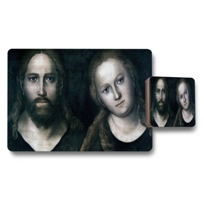 Benjamin Tate Design Placemat And Coaster Set With Classical Portrait Artwork from B&Q