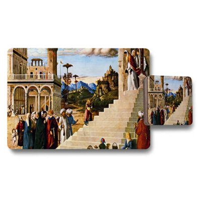 B&Q -  Renaissance Style Placemat And Coaster Set With Historic Scene Artwork