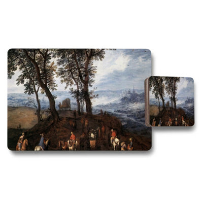 Benjamin Tate Design Placemat And Coaster Set Featuring Classic Landscape Painting Artwork from B&Q