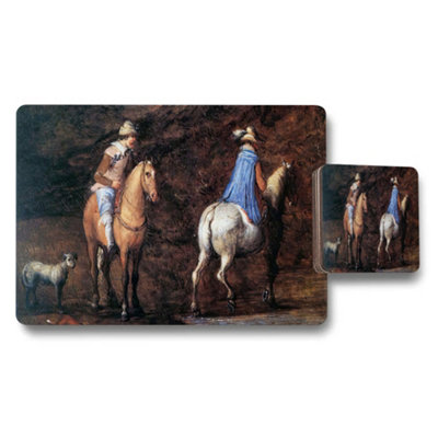 Benjamin Tate Design Horse Riders Placemats And Coasters Set Artwork Print from B&Q