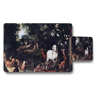 Benjamin Tate Design Pastoral Hunting Scene Placemats And Coasters Set With Horses from B&Q