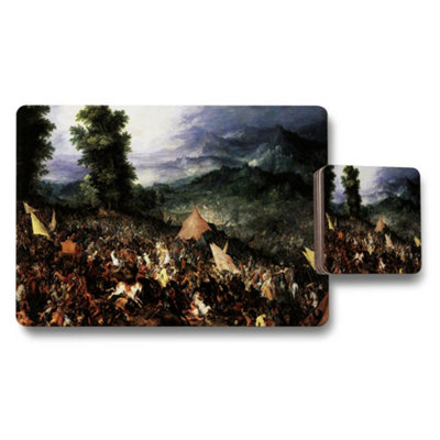 B&Q -  Historic Battle Scene Placemat And Coaster Set With Landscape Art