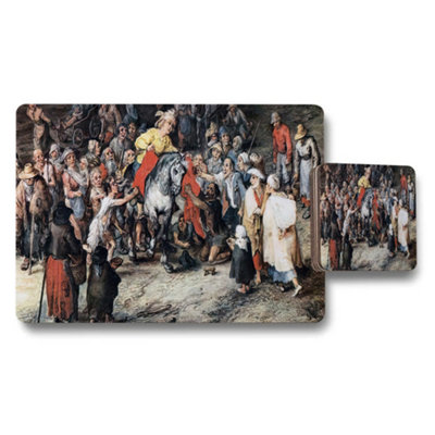 B&Q -  Placemat And Coaster Set Featuring Historic Crowd Scene Artwork