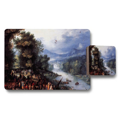 B&Q -  Landscape Painting Placemats And Coaster Set For Dining Tables