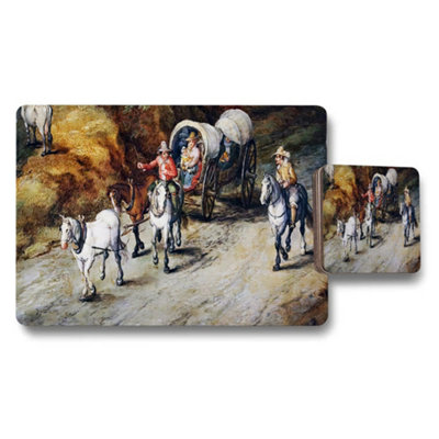 B&Q -  Horse Drawn Carriage Scene Placemats And Coaster Set