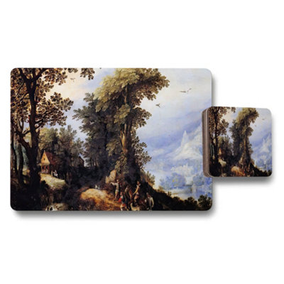 Benjamin Tate Design Landscape Art Placemat And Coaster Set For Dining Table from B&Q