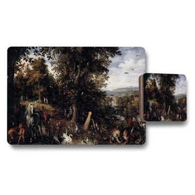 B&Q -  Forest Scene Placemat And Coaster Set With Wildlife Artwork