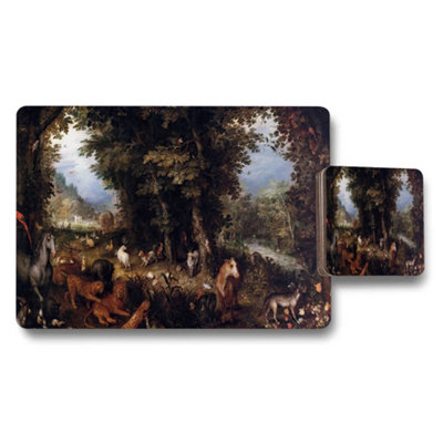 B&Q -  Forest Wildlife Scene Placemat And Coaster Set With Classic Artwork