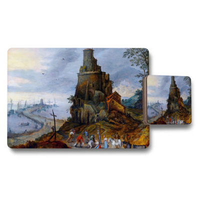 Benjamin Tate Design Ruined Castle On Riverbank Placemats And Coasters Set Artwork from B&Q