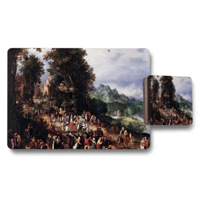 B&Q -  Classic Landscape Placemats And Coaster Set With Vintage Artwork