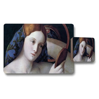 B&Q -  Placemat And Coaster Set With Classic Portrait Of A Woman
