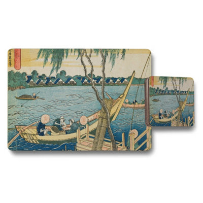 B&Q -  Japanese Vintage River Scene Placemat And Coaster Set