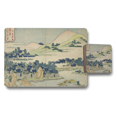 Benjamin Tate Design Japanese Landscape Placemats Coaster Set Ukiyoe Artwork from B&Q