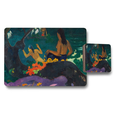 B&Q -  Artistic Placemat And Coaster Set With Tropical Scene Artwork