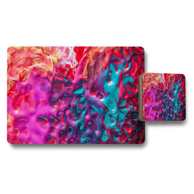 B&Q -  Abstract Colorful Placemats And Coaster Set For Modern Kitchen