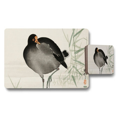 Benjamin Tate Design Crane Placemats And Coaster Set With Bamboo Artwork