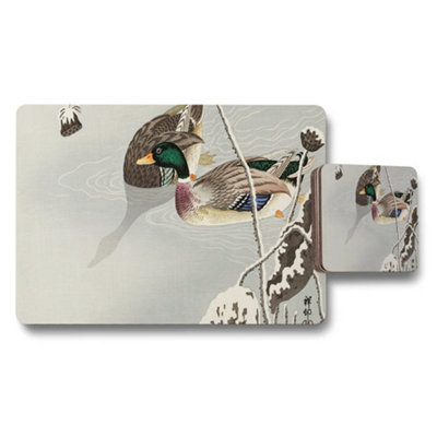 B&Q -  Duck Themed Placemat And Coaster Set With Elegant Artwork