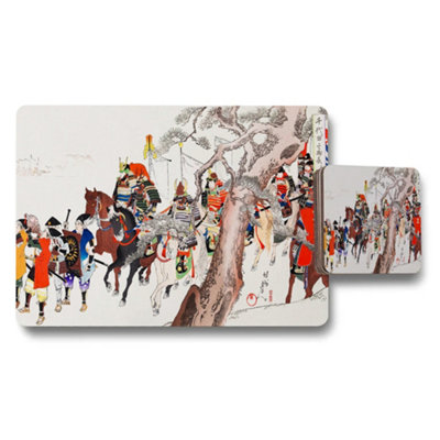 Benjamin Tate Design Japanese Samurai War Scene Placemat And Coaster Set