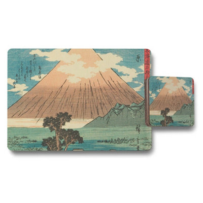 B&Q -  Mount Fuji Placemats And Coasters Set With Japanese Art Print