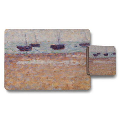 Benjamin Tate Design Impressionist Seascape Placemats And Coaster Set With Sailboats from B&Q