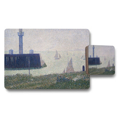 Benjamin Tate Design Seaside Lighthouse Placemats And Coasters Set With Ocean Scene
