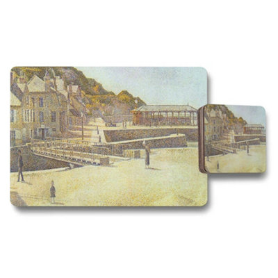 B&Q -  Vintage Seaside Town Harbor Placemat Coaster Set Decor