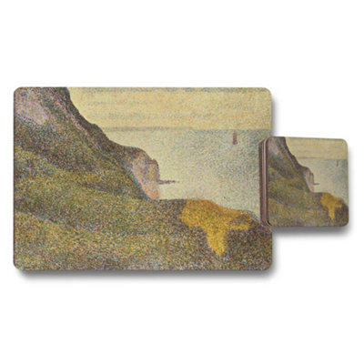 Benjamin Tate Design Pointillist Seaside Cliff Landscape Placemats And Coasters Set from B&Q
