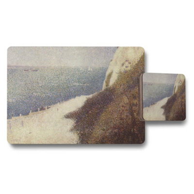 B&Q -  Coastal Cliff Beach Scene Placemats And Coaster Set For Home Dining