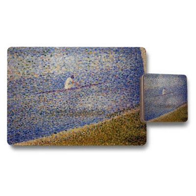 B&Q -  Impressionist Seaside Placemats And Coaster Set With Beach Scene