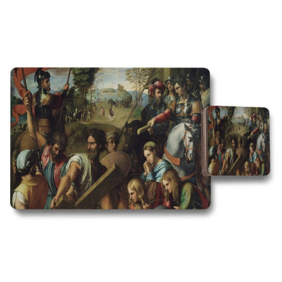 B&Q -  Placemat And Coaster Set Featuring Renaissance Battle Scene Artwork
